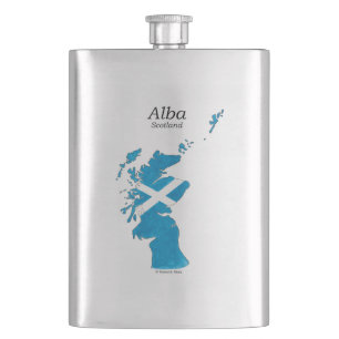 Scotland / Alba hand painted map Scottish Gaelic Hip Flask