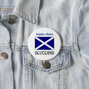 Scotland and Scot Flag Blue Personalization 3 Inch Round Button
