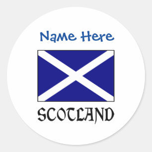 Scotland and Scot Flag Blue Personalization  Classic Round Sticker