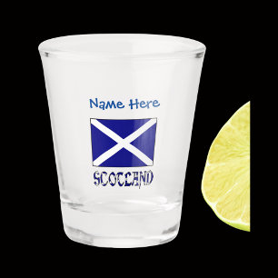 Scotland and Scottish Flag Blue Personalization Shot Glass