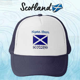 Scotland and Scottish Flag Blue Personalization  Trucker Hat