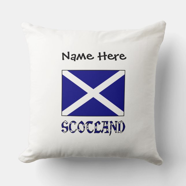 Scotland and Scottish Flag Personalized  Throw Pillow (Front)