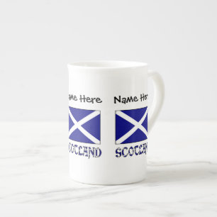 Scotland and Scottish Flag with Your Name Bone China Mug