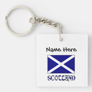 Scotland and St. Andrew Cross Flag Personalized Keychain