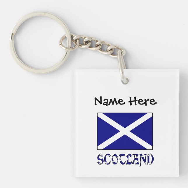 Scotland and St. Andrew Cross Flag Personalized  Keychain (Front)