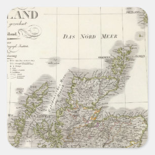 Scotland Atlas Map Square Sticker