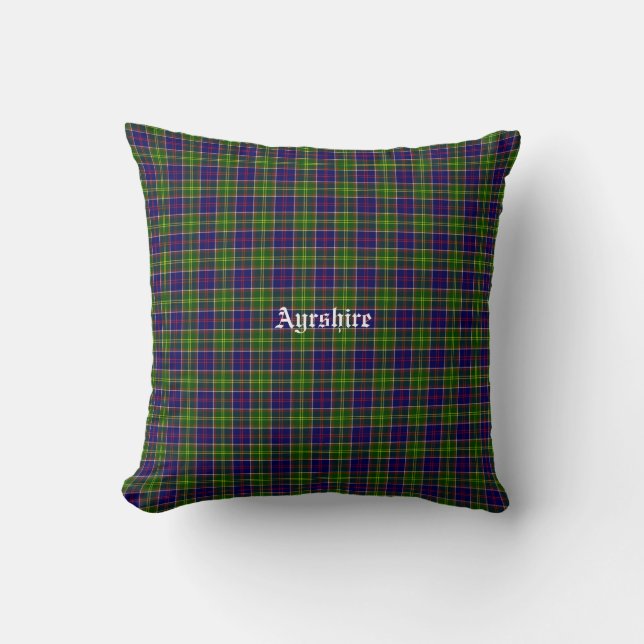 Scotland Ayrshire District Tartan Throw Pillow (Front)