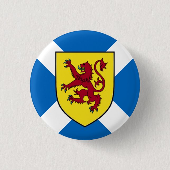 Scotland Badge - Cross & Lion 1 Inch Round Button (Front)