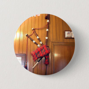 Scotland Bagpipe Tartan Plaid Musical Instrument 2 Inch Round Button
