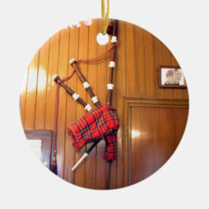 Scotland Bagpipe Tartan Plaid Musical Instrument Ceramic Ornament