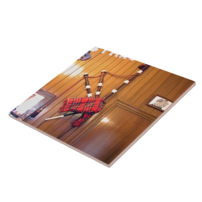 Scotland Bagpipe Tartan Plaid Musical Instrument Tile (Side)