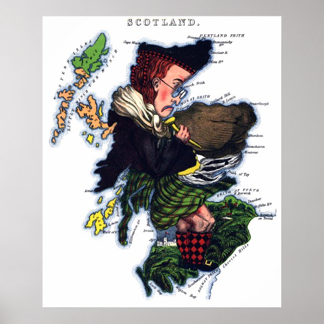 Scotland Caricature Map Poster (Front)