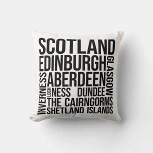 Scotland Cities Word Art - Edinburgh Travel Throw Pillow