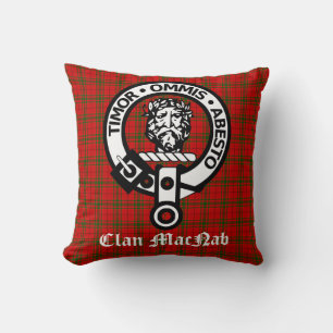 Scotland Clan MacNab Crest Badge and Tartan Throw Pillow