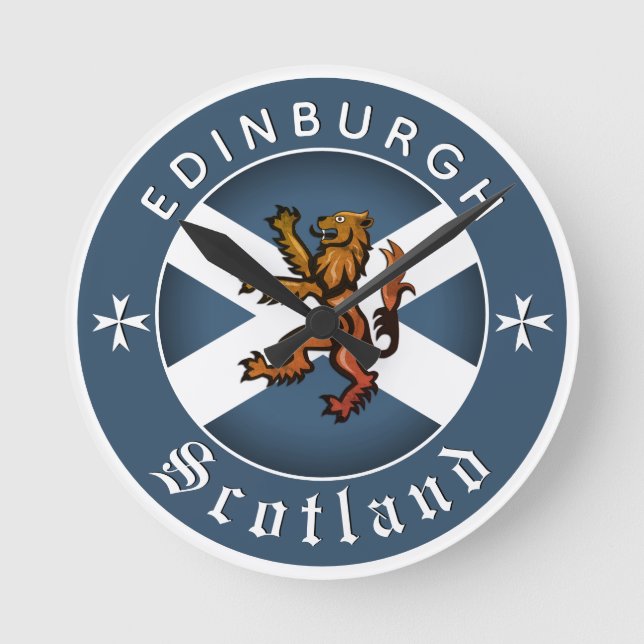 Scotland Clock, Rampant, Edinburgh, Scottish Flag Round Clock (Front)
