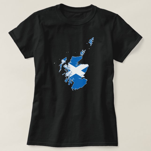 Scotland Country Map and Scottish National Flag T-Shirt (Design Front)
