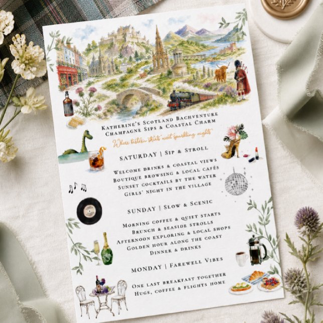 Scotland Custom Bachelorette Itinerary Invitation (Creator Uploaded)