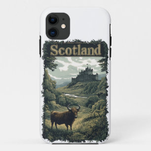 Scotland Design: Highland Cow, Castle, and Scenery iPhone 11 Case