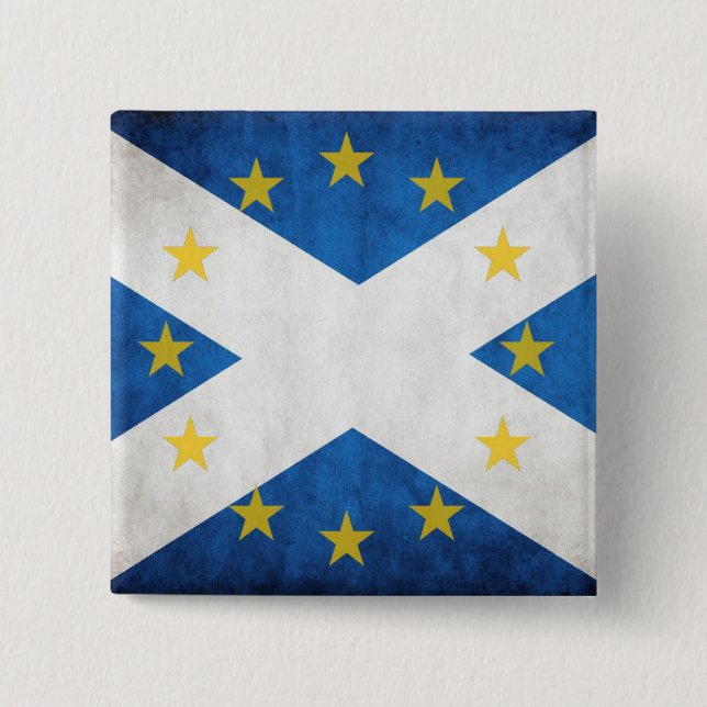 Scotland EU badge 2 Inch Square Button (Front)