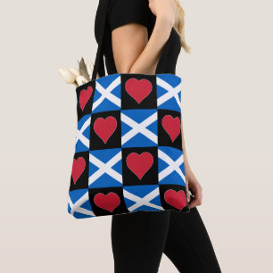 Scotland Flag Heart Pattern Patriotic Scottish Tote Bag