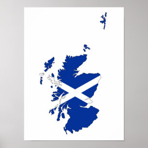 scotland flag map united kingdom country shape poster