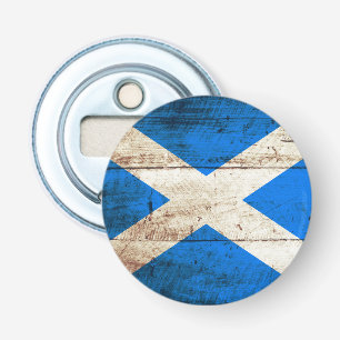 Scotland Flag on Old Wood Grain Bottle Opener