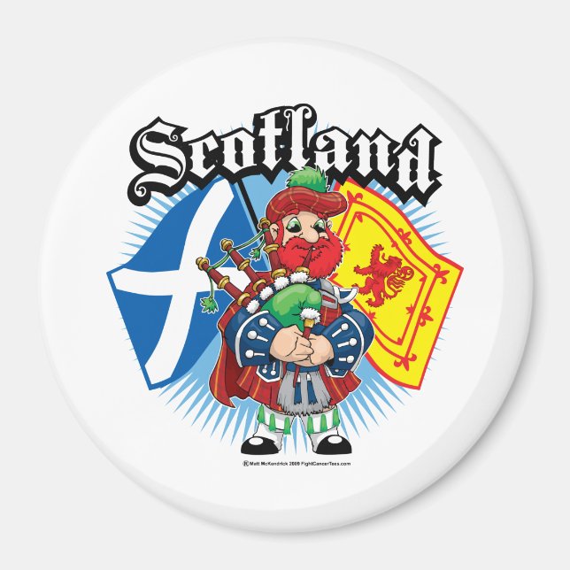 Scotland Flags and Piper Magnet (Front)