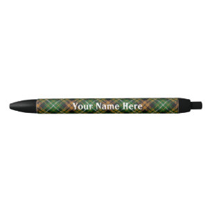 Scotland Forever Clan Ramsay Orange Hunting Tartan Black Ink Pen