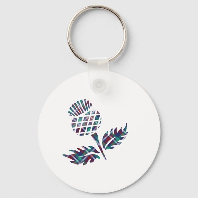 Scotland Gifts Scottish Thistle Tartan Plaid Gift Keychain (Front)