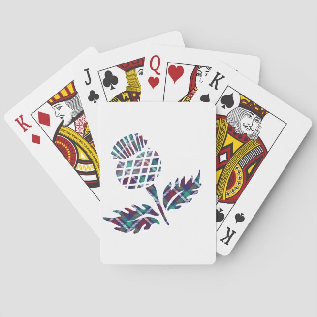 Scotland Gifts Scottish Thistle Tartan Plaid Gift Playing Cards (Back)