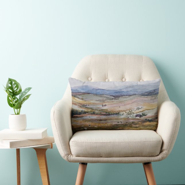 Scotland glen mountains and sheep lumbar pillow (Chair)