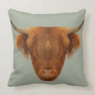 Scotland Highland Cattle Geometric Animal Pillow