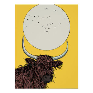 Scotland Highland Cow Poster