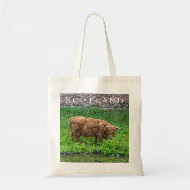 Scotland Highland Cow view tote bag (Front)