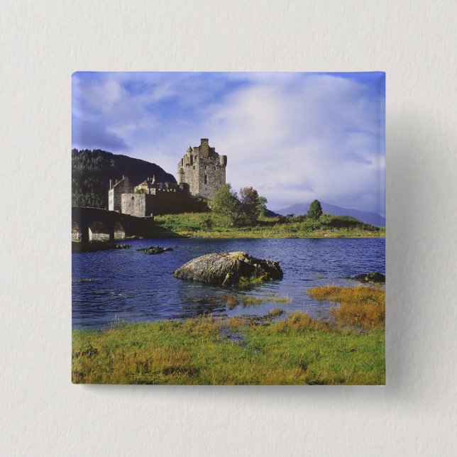 Scotland, Highland, Wester Ross, Eilean Donan 2 Inch Square Button (Front)