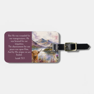 Scotland Highlands Aesthetic, Isaiah 53:5 Bible Luggage Tag