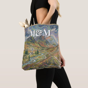 Scotland Highlands Aesthetic, Monogram Modern Tote Bag