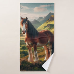 Scotland highlands Clydesdale horse Bath Towel