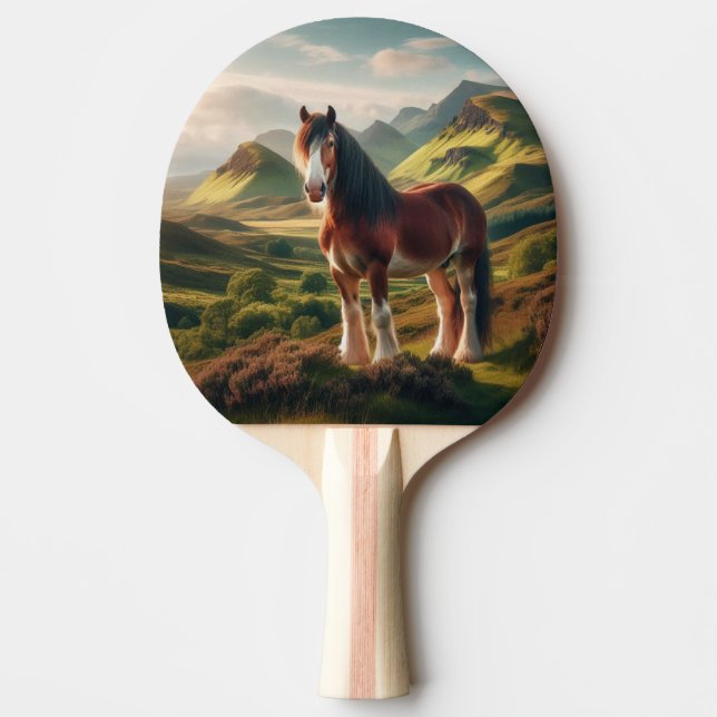 Scotland highlands Clydesdale horse Ping Pong Paddle (Front)