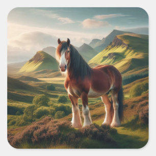 Scotland highlands Clydesdale horse Square Sticker