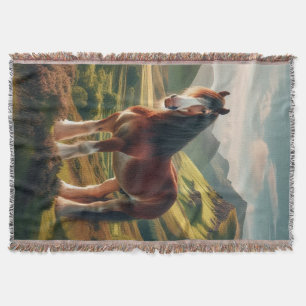 Scotland highlands Clydesdale horse Throw Blanket
