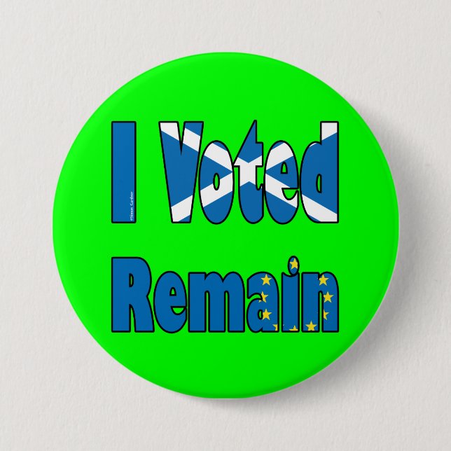 Scotland "I Voted remain" EU referendum 3 Inch Round Button (Front)