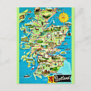 Scotland Illustrated Vintage Postcard