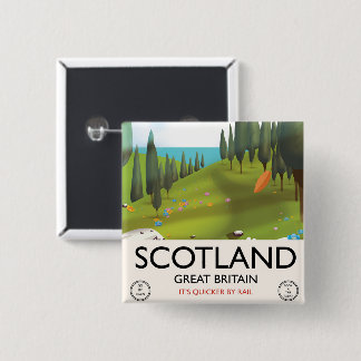 Scotland 'It's quicker by rail' Travel poster 2 Inch Square Button
