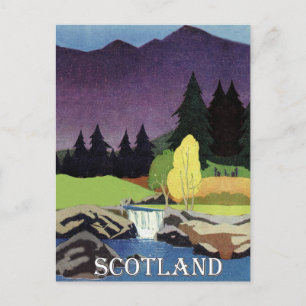 Scotland, Lake and Small Waterfall Postcard