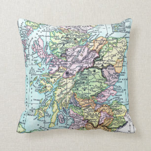 Scotland Map Black Watch Tartan Plaid Pillow