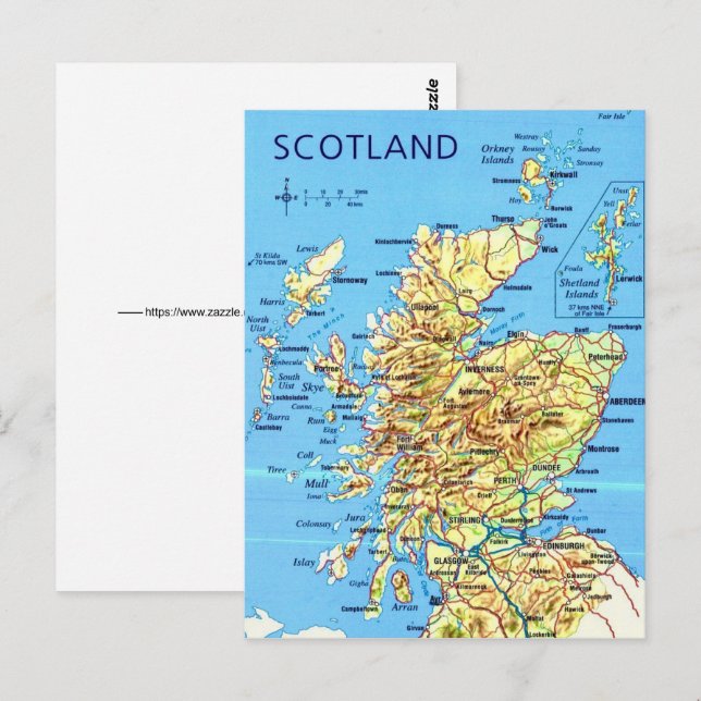 Scotland Map Postcard (Front/Back)