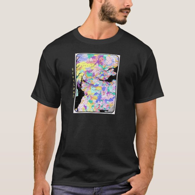 Scotland Map Scottish Clan Names Locations Celtic T-Shirt (Front)