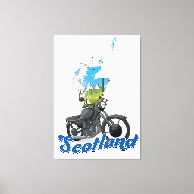 Scotland Motorcycle map travel poser Canvas Print (Front)