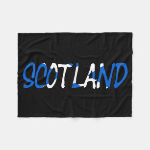 Scotland overlaid on Scottish Flag fbcn Fleece Blanket